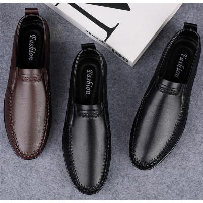 China Link Front Sneaker Driving Men's Top Trend Leather Casual Slip-On Shoes British Black for sale