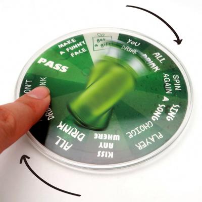 China Designer Acrylic Coaster New Arrival Funny Beer Bottle Set On Round Spinning Plastic Coaster for sale