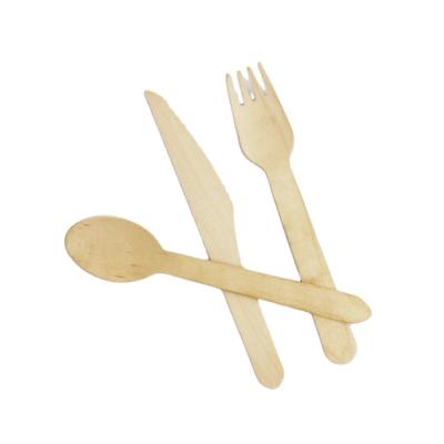 China Disposable Compostable Disposable Flatware Knife Fork Wooden Spoon for sale