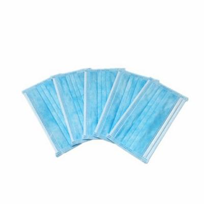 China Foldable Disposable Face Mask Non-Woven 3 Ply Disposable Blue Face Mask Earloop for sale