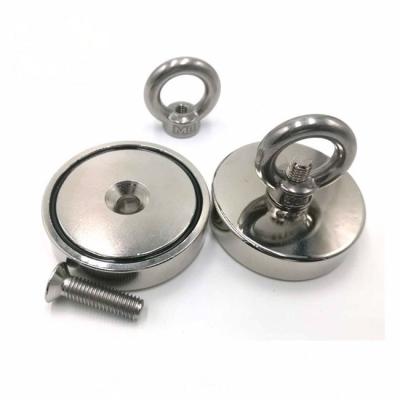 China Hot Sale Industrial Magnet D75 550lbs Rare Earth Neodymium Neodymium Fishing Salvage Magnets With Screw Hole For Research for sale