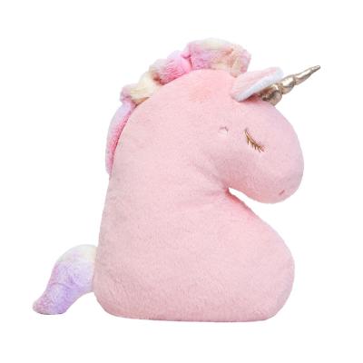 China Soft Unicorn Head Pillow Stuffed Cushion Soft Pink White Unicorn Stuffed Plush Animal Toys Unicorn Pillow For Neck Rest for sale