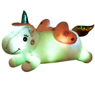 China Gift Light Up Unicorn Soft Plush Toy Stuffed LED Night Lights Glow Heart Unicorn Led Plush Animal Toys for sale