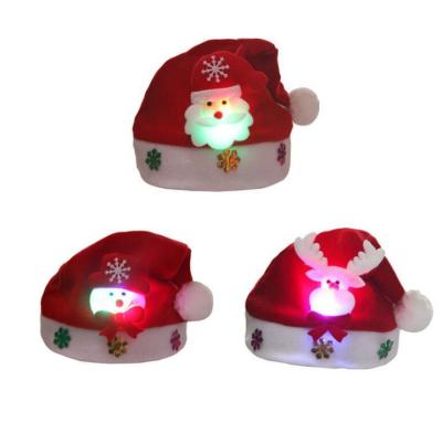 China Many Patterns Factory Polyester Christmas Hat With Light Weight High Quality Kids Adult Led Santa Hats for sale