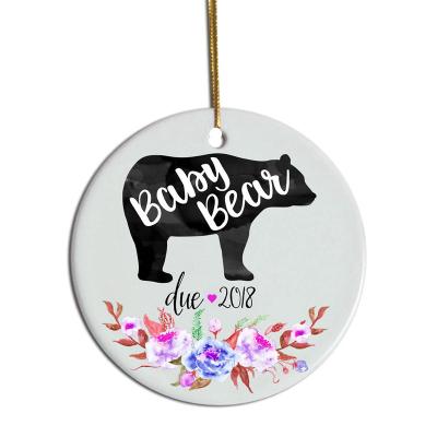 China Home Decoration 3 Inch Round Custom White Sublimation Ceramic Christmas Ornaments Flat Christmas Ornament for sale