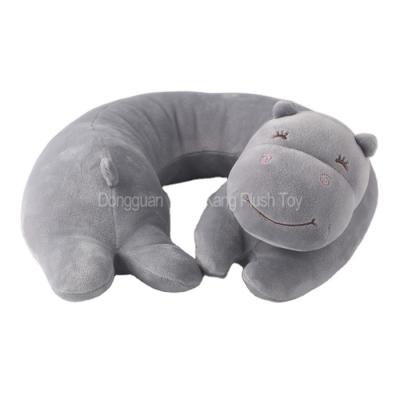 China ICTI 30cm U Shaped Hippo U Shape Neck Pillow Eco-Friendly Travel Custom Stuffed Pillow Plush NECK PILLOW for sale