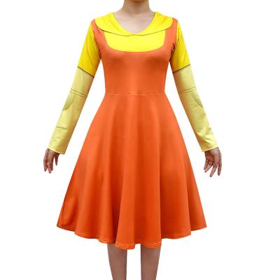 China Adult Game 123 Squid Dresses Wooden People Breathable Dresses Children Cosplay Clothing for sale