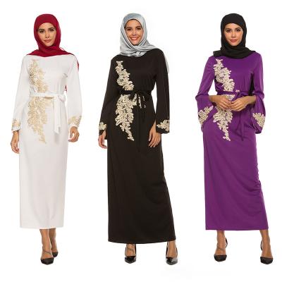 China New Arrival Long Maxi Dress Women Solid Color Dubai Mosque Headwear Patchwork Islamic Ethnic Muslim Woman Anti-Static Dress Long Dress for sale