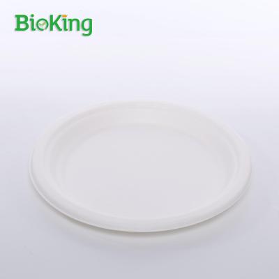 China Oil repellent; Bioking Sugar Cane Bagasse 9inch Water Repellent Round Dish Pulp Biodegradable & Compostable Disposable Eco Support Acceptable CN; ZHE for sale