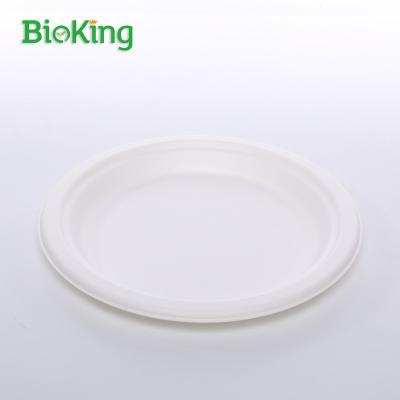 China Oil repellent; 8inch Round Bagasse Water Repellent BioKing Sugarcane Pulp Disposable Dish BioKing Biodegradable And Compostable for sale