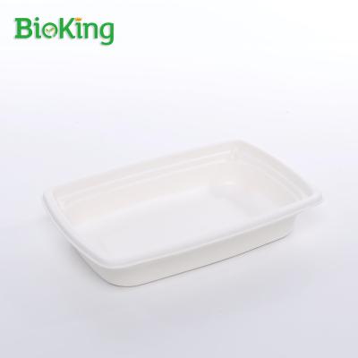 China Oil repellent; BioKing 500ml Disposable Biodegradable and Compostable Rectangle Bagasse Water Repellent Pulp Sugar Cane Container for sale