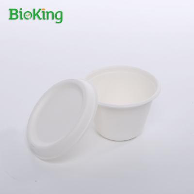 China Oil repellent; BioKing Bagasse Pulp Sauce Water Repellent Disposable Cup 4Oz Biodegradable and Compostable for sale