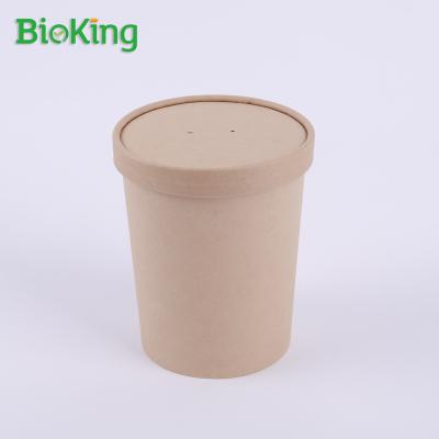 China Oil-resistant; Water Resistant Custom Printed Logo Soup Packing Pail Takeaway Food Packaging Container With Lid Desserts Bucket for sale