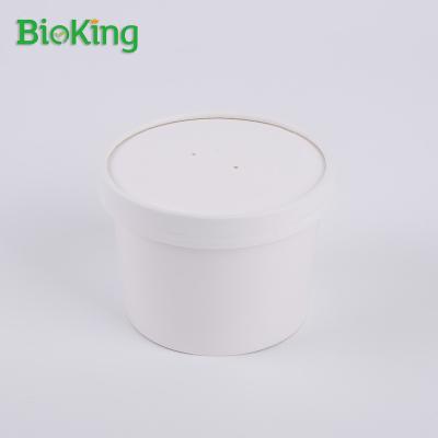 China Oil-resistant; Factory wholesale high quality disposable paper soup bucket water resistant tableware small cost paper cup for sale