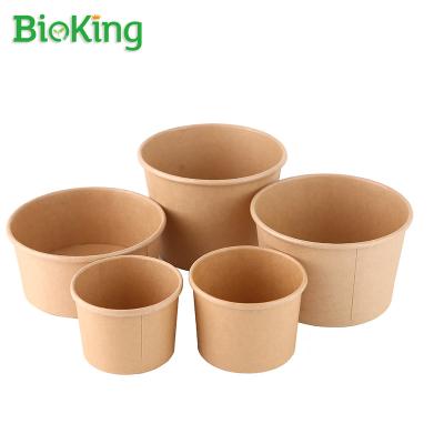 China Oil-resistant; BioKing Water Resistant Custom Disposable Food Packing Crate Container Salad Bowl Kraft Paper Bowl for sale