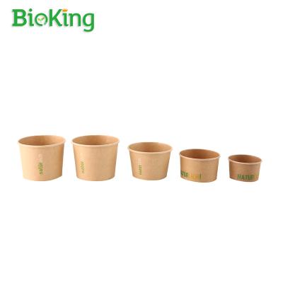 China Oil-resistant; Brown Water Resistant Disposable Paper Bowl BioKing Food Wrapping Paper Bowl Cup Paper Lunch Box for sale