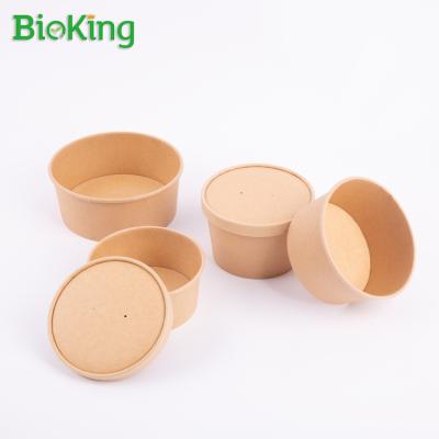 China Oil-resistant; New Arrival Large Capacity Leak Proof Water Resistant Kraft Paper Customized Brown Soup Bowl With Lid for sale