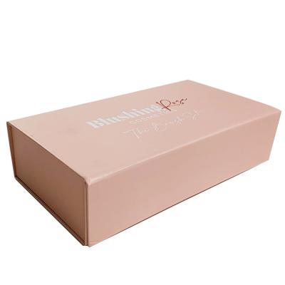 China Custom Recycled Materials Logo Pink Functional Foldable Cardboard Gift Packaging Paper Box With Magnetic Lid for sale