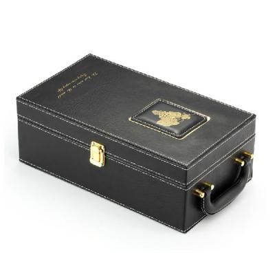 China Luxury Recycled Materials Cardboard Wine Packaging Box With Leather Handle Wine Glass Display Box for sale