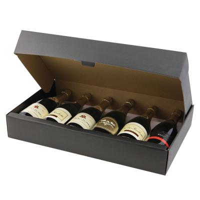 China Recycled Materials Factory Price High Quality Eco-friendly Corrugated Cardboard Made Matte Lamination Outside 6 Bottle Wine Packaging Box for sale