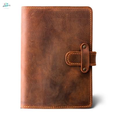 China Hardcover Book 5.5 x 3.5 in Full Grain 88 Pages Personalized Leather Journal Refillable Leather Mahogany for sale