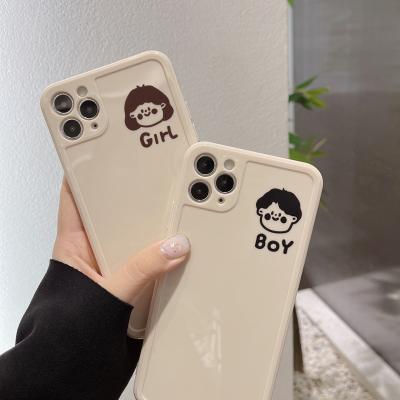 China Creative Cartoon Shockproof Style Little Boy Little Girl Couples Cell Phone Case For iPhone 14 13 pro 12 pro 11 max X XS max 7 8 PLUS for sale