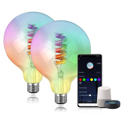 China Residential Smart Led Filament Bulb G125 Globe Shape Led Lights App Control Voice Control Works With Amazon Alexa Google Assistant for sale