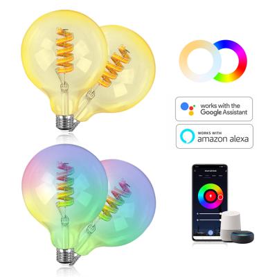 China G125 380LM 320 Degree 2700K-6500K RGBCW E27 Wifi Smart LED Filament Indoor Bulb for sale