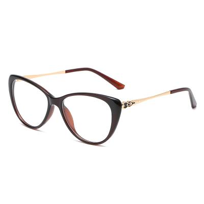 China Cheapest Simple Modern Custom Cat Eyes Optical Eyewear Two Color Plating Acetate Eyeglass Frame for sale