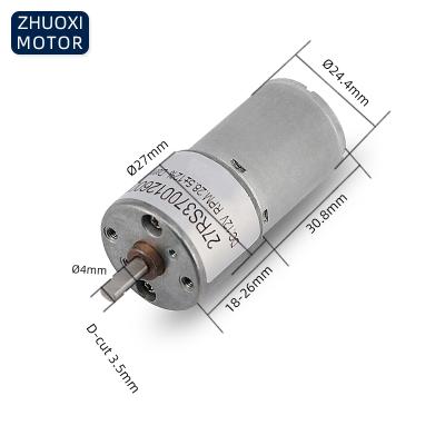 China Totally Enclosed Small Dual Shaft Low Power Dc Motor With Gear Box 27mm Dc 12v Motor for sale