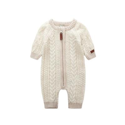 China Breathable Soft Custom Autumn Baby Girl Boy 100% Cotton Unisex Knit Jumpsuit Winter Wool Knitted Clothes Sweater Newborn Rompers for sale