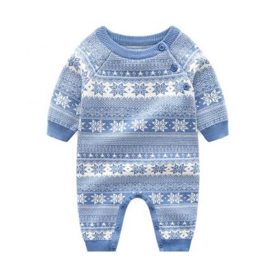 China Spandex/Polyester Autumn Newborn Clothes Long Leg Knit Jumpsuit Baby Infant Fashion Knitted Christmas Romper for sale