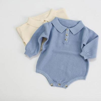 China Cotton 100% Autumn Long Sleeve Baby Boy and Girl's Romper Knitting Polo Collar Jumpsuit for sale