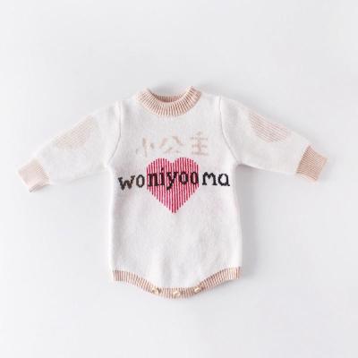 China 100% Cotton Custom Long Sleeve Quality Cotton Newborn Infant Knit Warm Clothes Fashion Winter Knit Baby Romper for sale