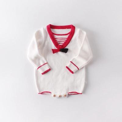 China 100% Custom Newborn Knitting Romper OEM Minimalist Custom Long Sleeve Baby Clothes Cotton Knit Solid Color Infant Jumpsuit for sale