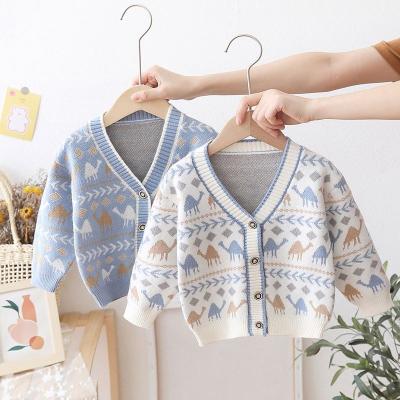 China New Design Baby Boy V-Neck Long Sleeve Long Sleeve Cardigan Cute Sweater Shirt For Kids Outerwear for sale