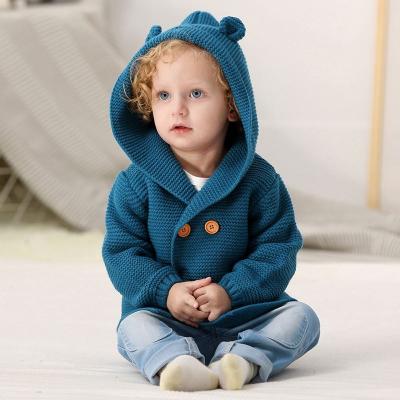 China Mimixiong Custom Baby Anti-pilling Hooded Kid's Sweaters Coat Button Baby Cardigans Apparel Knitted Baby Sweater Cardigan For Winter for sale