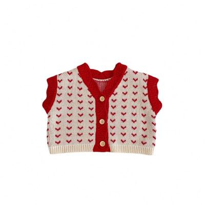 China ODM 2023 Sustainable Autumn Baby Knit Round Neck Jacket Strawberry Newborn Cotton Knitted Cardigan Custom Coat for sale