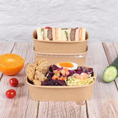 China Eco Friendly Biodegradable Hot Sale Take Away Disposable Rectangular Greaseproof Kraft Paper Bowl for sale