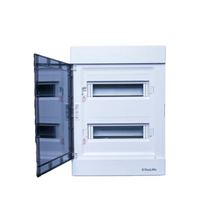 China Modular 24way ABS Flame Retardant Plastic Distribution Boards With Transparent PC Cover Plastic Door Electronic Box for sale