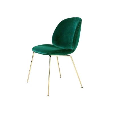 China Nordic Luxury Home Cafe Furniture Convertible Modern Velvet Fabric Dining Chair With Metal Gold Legs for sale