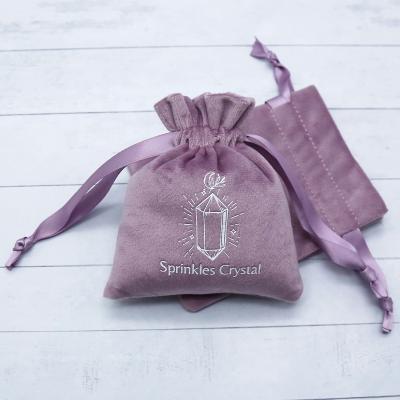 China Jewelry Packaging Pouch Purple Velvet Drawstring Small Gift Pouch Small Drawstring Luxury Gift Packaging for sale