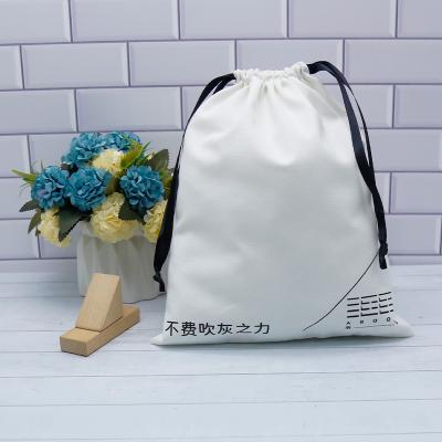 China Recyclable Customize White Drawstring Cotton Gift Pouch Cotton Shoe Dust Bag With Logo for sale