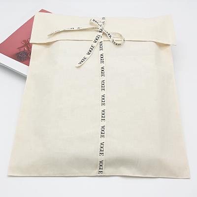 China Eco Friendly Cotton Envelope Drawstring Pouch Dust Clothes Shoes Cloth Bags With Logos for sale