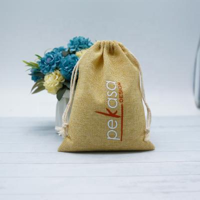 China Wholesale Envelope Drawstring Bag Jute Dust Gift Pouch Jute Small Bags With Logo for sale