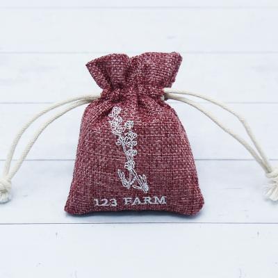 China Custom Envelope Logo Printed Small Jute Gift Pouch Red Jute Drawstring Seed Pouches for sale