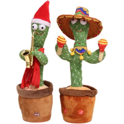 China Polyester Custom 120 Songs From Different Countries Speaking Plush Cactus Plant Stuffed Toy Saxophone Singer And Dance Pillow for sale