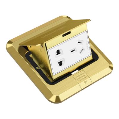 China Flame Retardant Waterproof PC Wear Resistant Auto Safety Easy To Install Gold Color Hidden Power Socket Electrical Outlet for sale