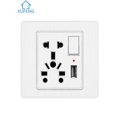 China Security 5 IN 1 Outlet Commercial Wall Hotel Mall Switches Usb Wall Socket Electrical Outlet With USB for sale