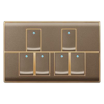 China Easy Install Hot Selling Design Bedroom Socket Acrylic Brown Custom Logo Luxury Wall Switches for sale